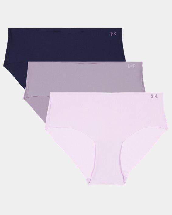 Women's UA Pure Stretch 3-Pack No Show Hipster in Purple image number 3